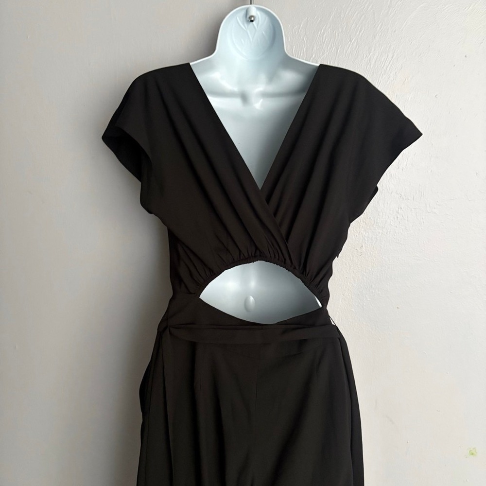 Bebe Black Cutout Back Wide Leg Belted Jumpsuit XXS RN86017 - Picture 5 of 16